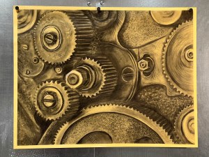 “Gears in Charcoal”